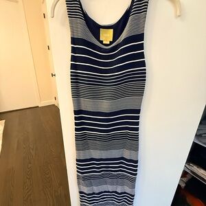 Maeve Navy and White Striped Sleeveless Maxi